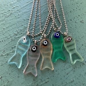 Sea Glass Fish Necklace Set of 5